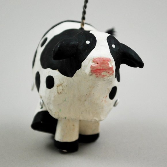 Set of 3 Cow Christmas Tree Vintage Ornaments Wood, Porcelain, Ceramic - Picture 7 of 11